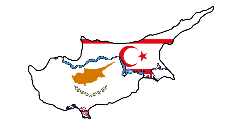 Cyprus and Turkish Northern Cyprus map