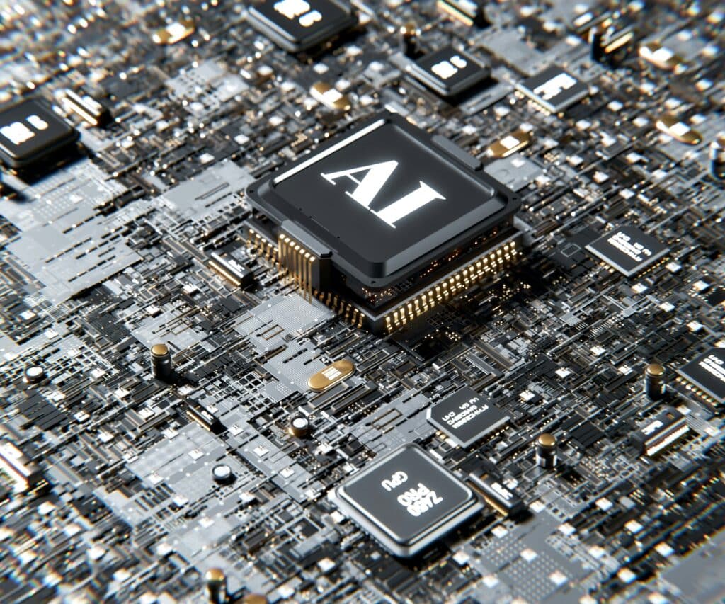 Acomputer chip with the letter a on top of it