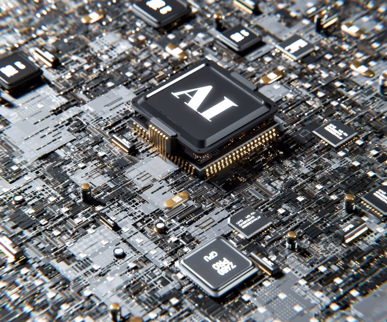 Acomputer chip with the letter a on top of it