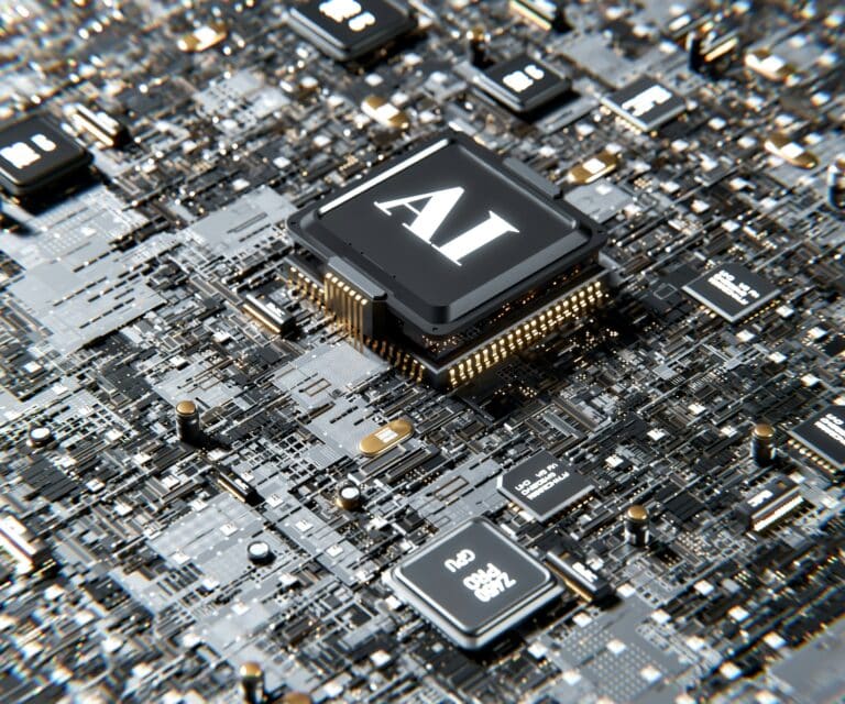 Acomputer chip with the letter a on top of it