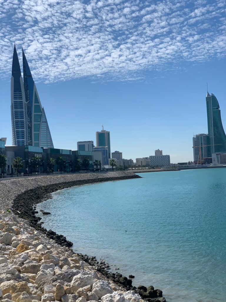 Manama skyline across the water on a clear day, Bahrain