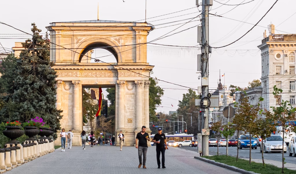 Triumphal Arch on the boulevard in Chișinău, Moldova