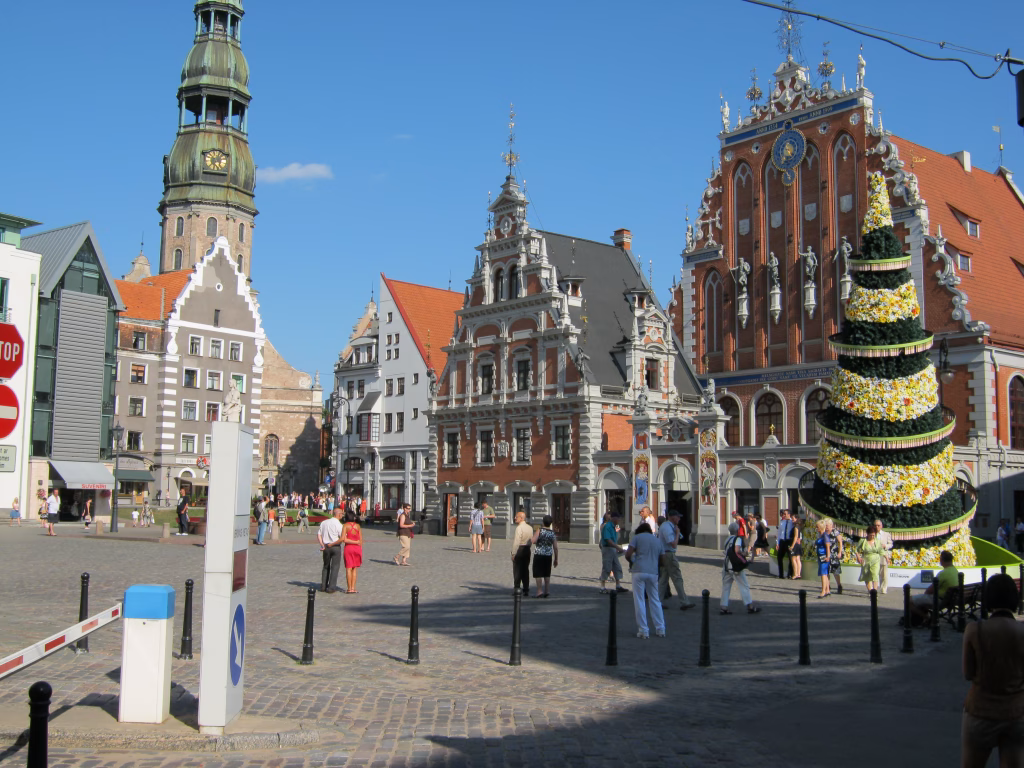 Street view of Riga Old Town (Vecrīga) in Latvia