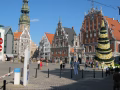 Riga Town Hall Square with the House of the Blackheads and St Peters Church