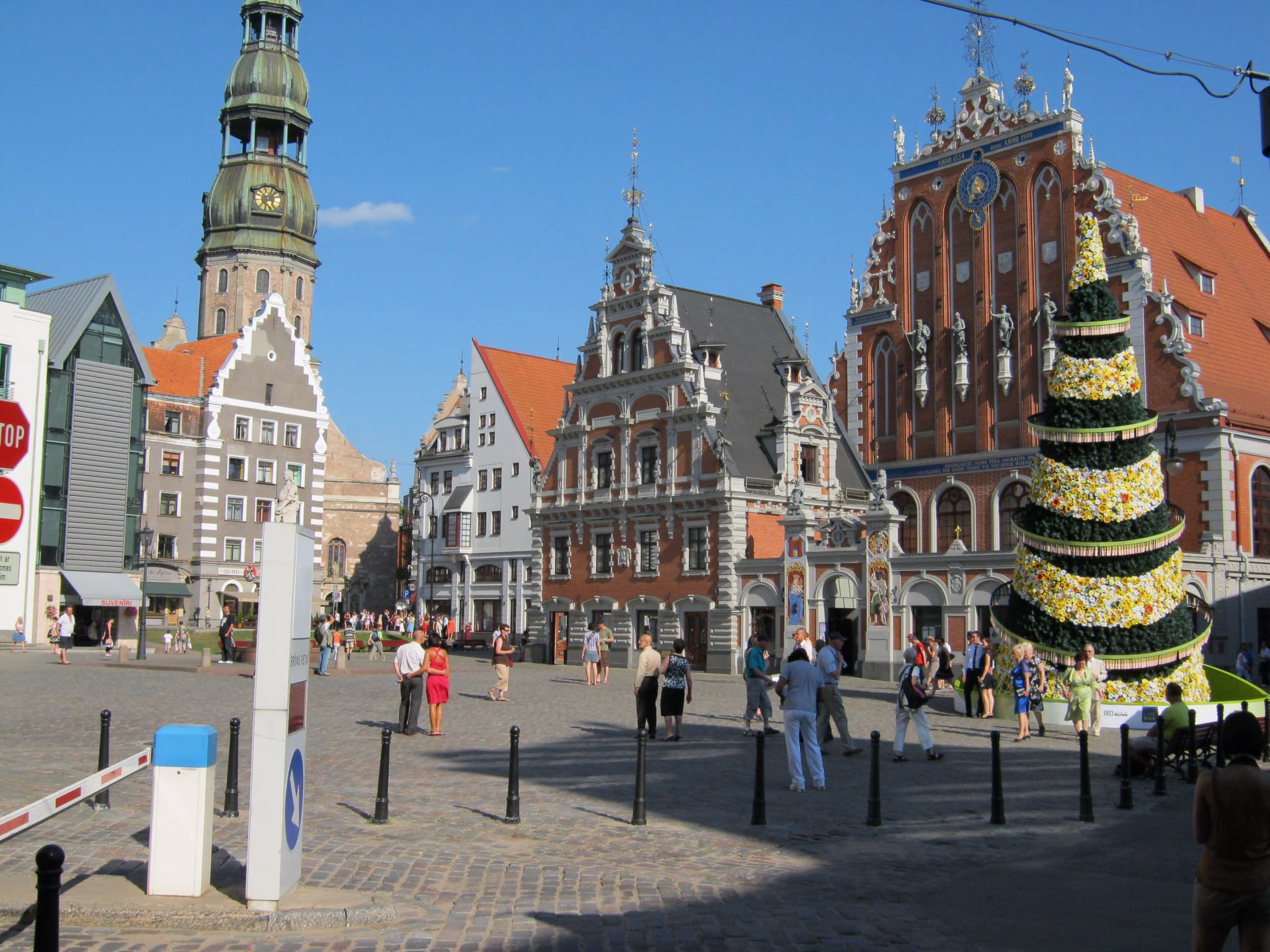 Riga Town Hall Square with the House of the Blackheads and St Peters Church
